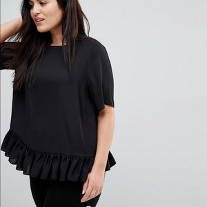 ASOS CURVE Black Ruffle Top
